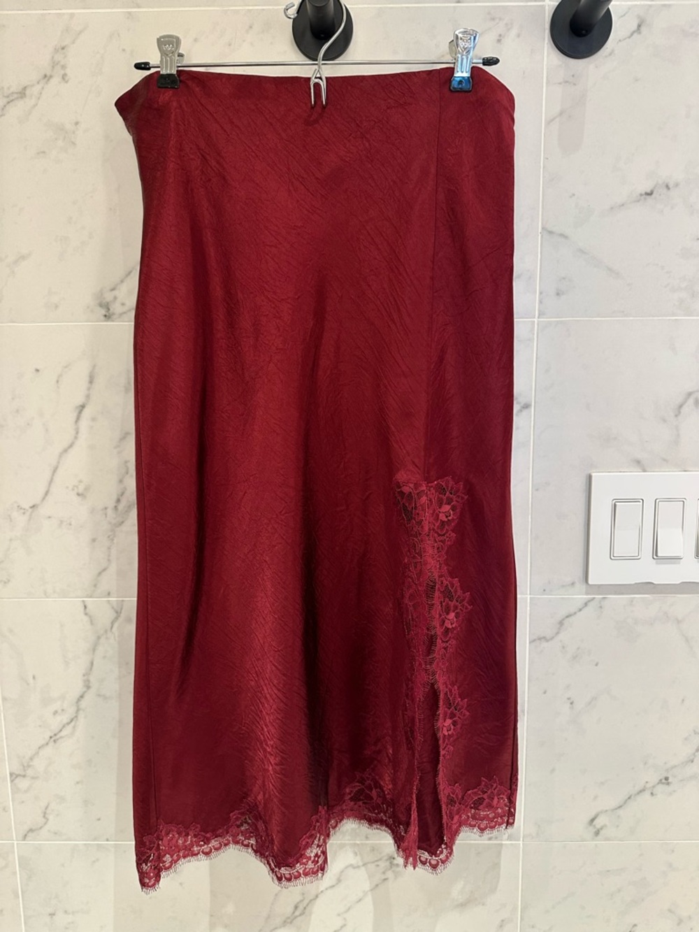 J.Crew Gwyneth Slip Skirt with Lace Trim, Size M EUC